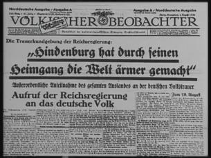 Staatsbegr&auml;bnis-Paul von Hindenburg tot