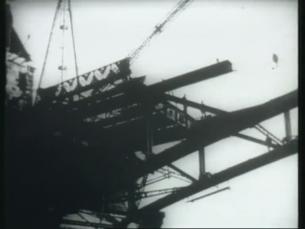 Zerstörte Rheinbrücke, beginnende Bauarbeiten und Wiederaufbau