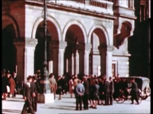 Menschen im vom Zweiten Weltkrieg zerstörten Europa